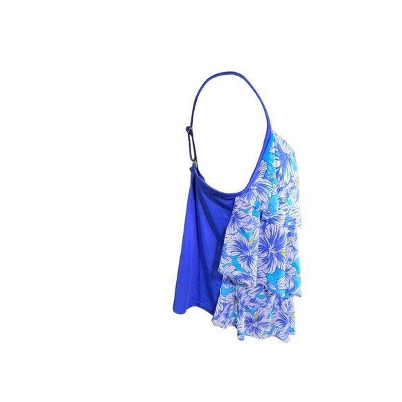 Tropical Escape Missy Flounce Tankini Blue Jay Palm Party Size 16 - Picture 7 of 12